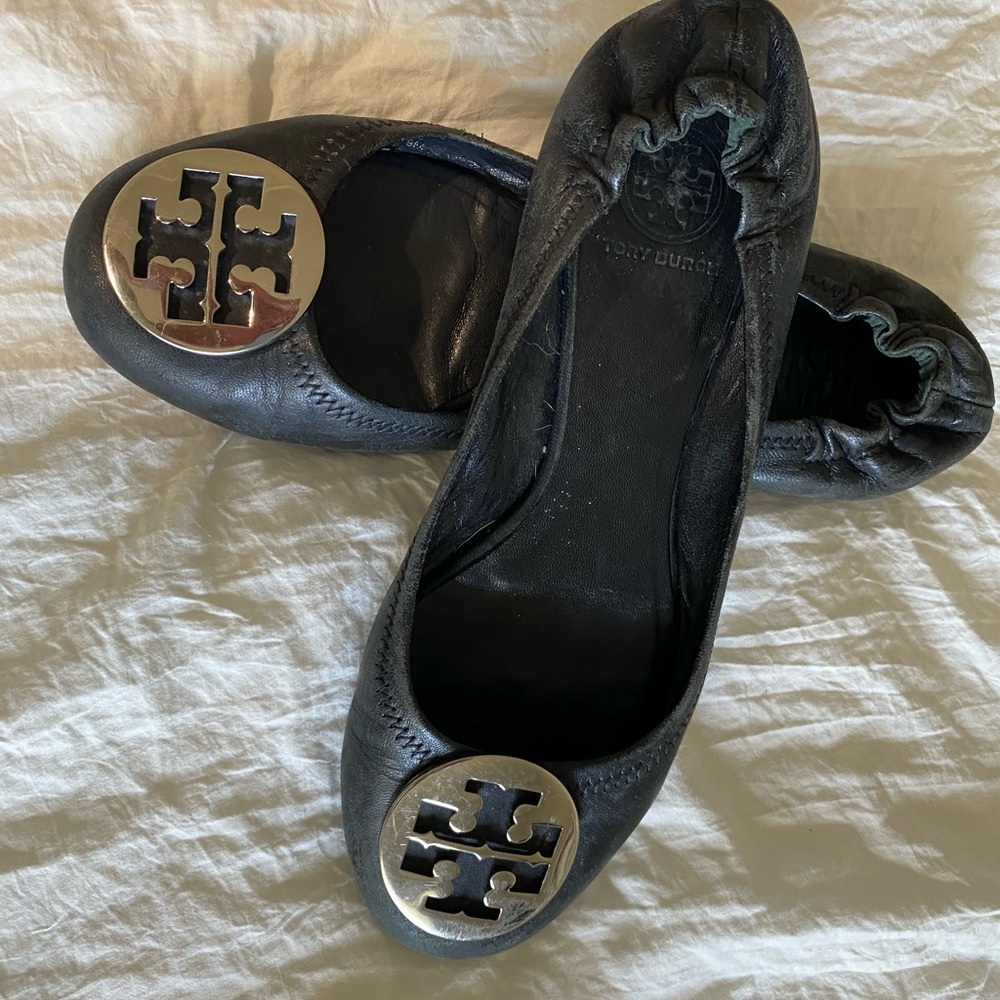 Tory Burch classic flats with silver logo